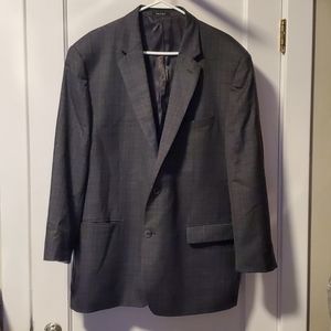 Joseph & Feiss Gold 2 Button Blazer 48 Regular Gray Plaid Classic Fit Wool